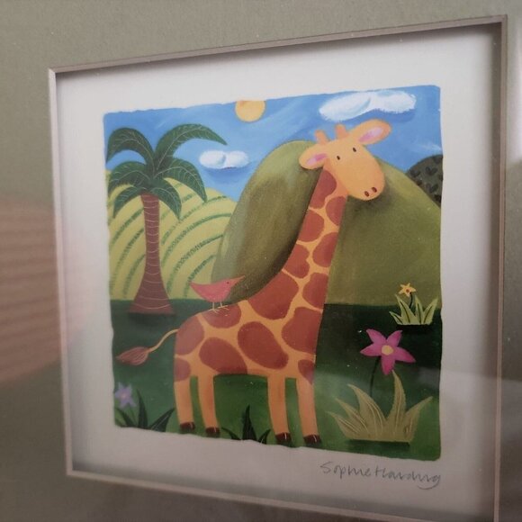 Sophie Harding Giraffe Lion Two Matted Framed Art Reprints‎ Kids Room Decor READ - Picture 4 of 12